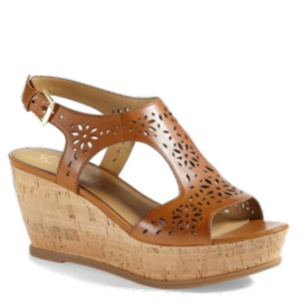 LEATHER Sandal Franco Sarto A-Flirt Wedge Sandals    ~ NWOB ~